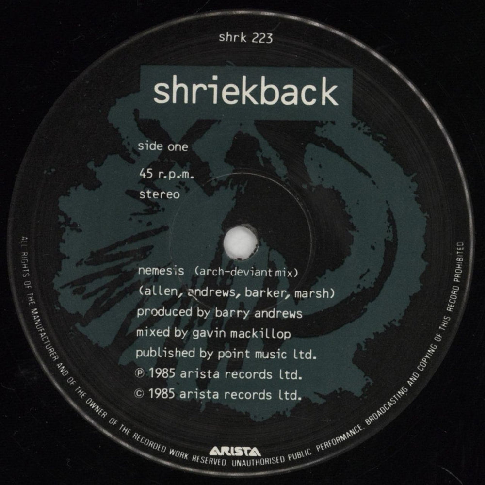 Shriekback Nemesis (Arch-Deviant Mix) UK 12" vinyl single (12 inch record / Maxi-single) SRK12NE627224