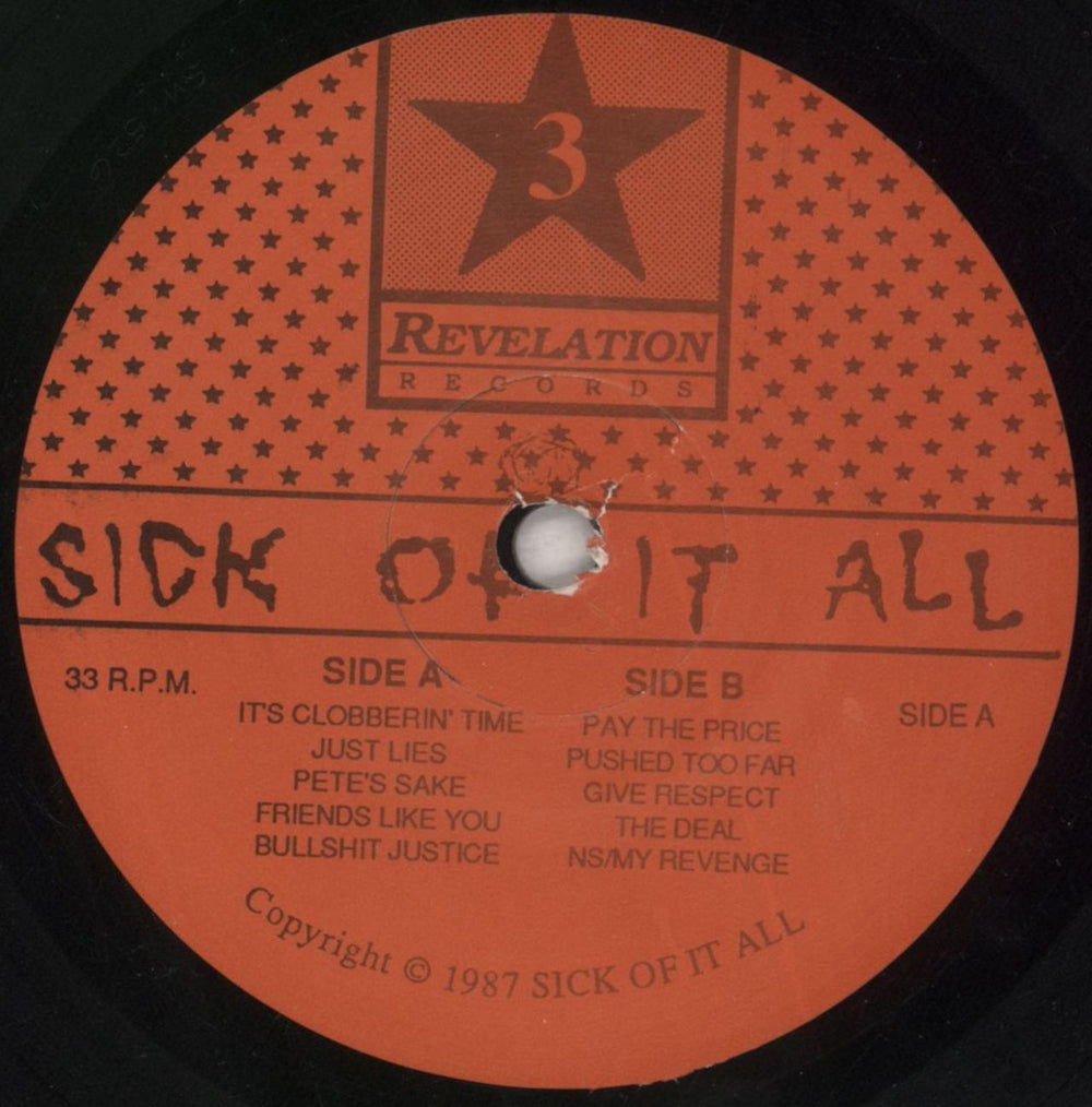 Sick Of It All Sick Of It All - 4th US 7" vinyl single (7 inch record / 45) SOI07SI851840
