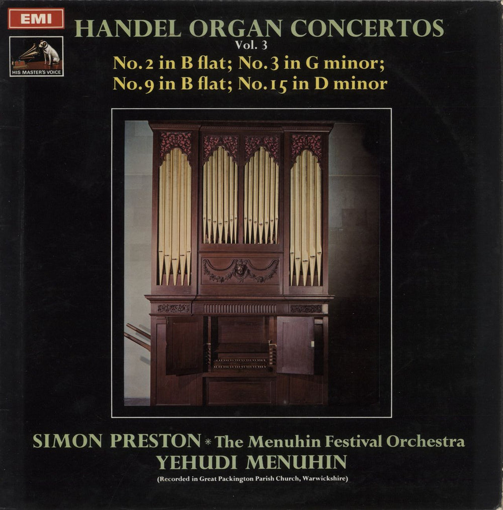 Simon Preston Handel: Organ Concertos, Vol. 3 UK vinyl LP album (LP record) ASD2534