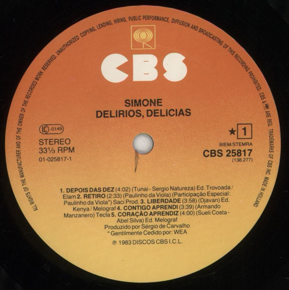 Simone Delírios, Delícias Italian vinyl LP album (LP record) X65LPDE855184
