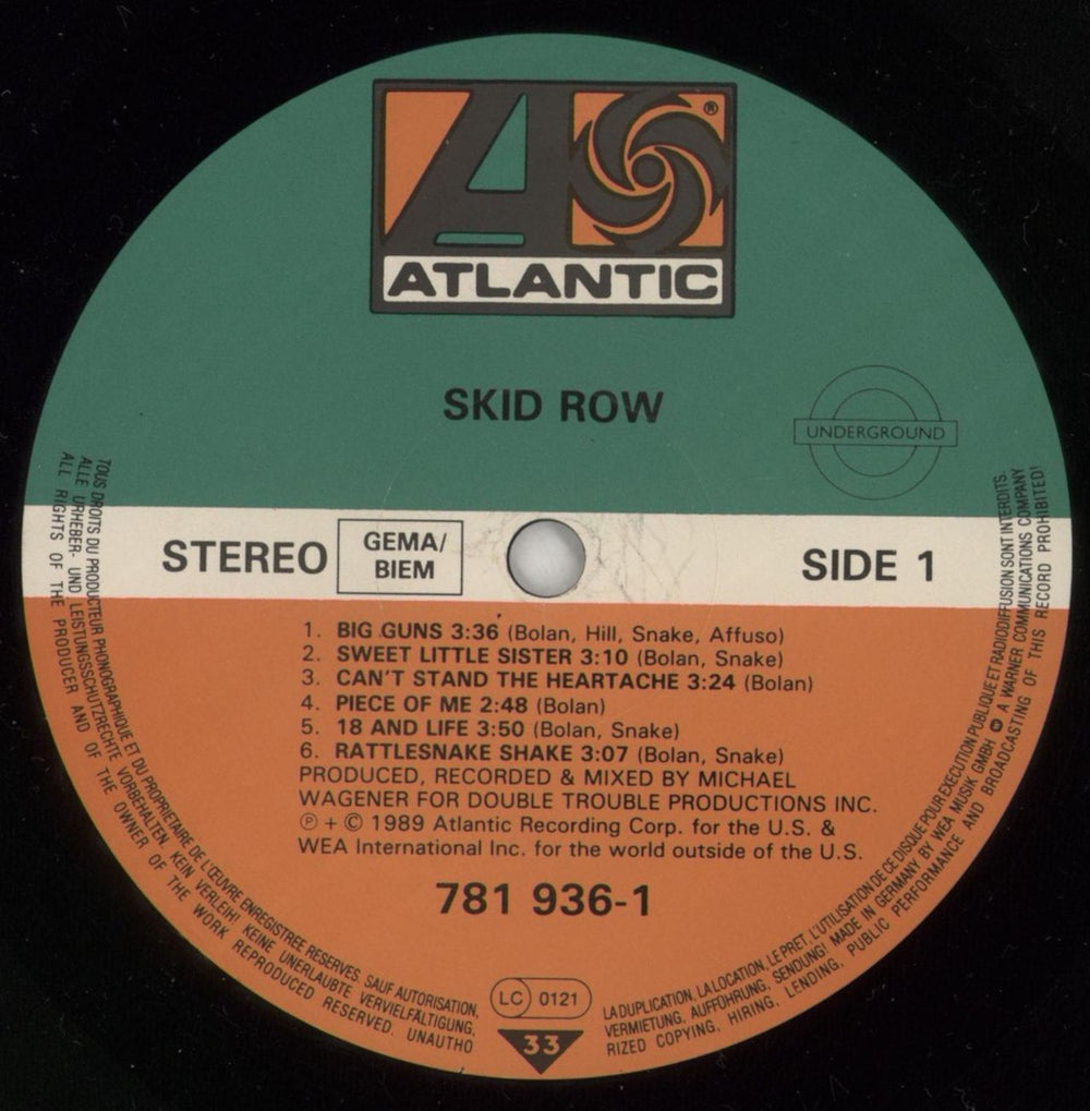 Skid Row (80s) Skid Row German vinyl LP album (LP record) SROLPSK282275