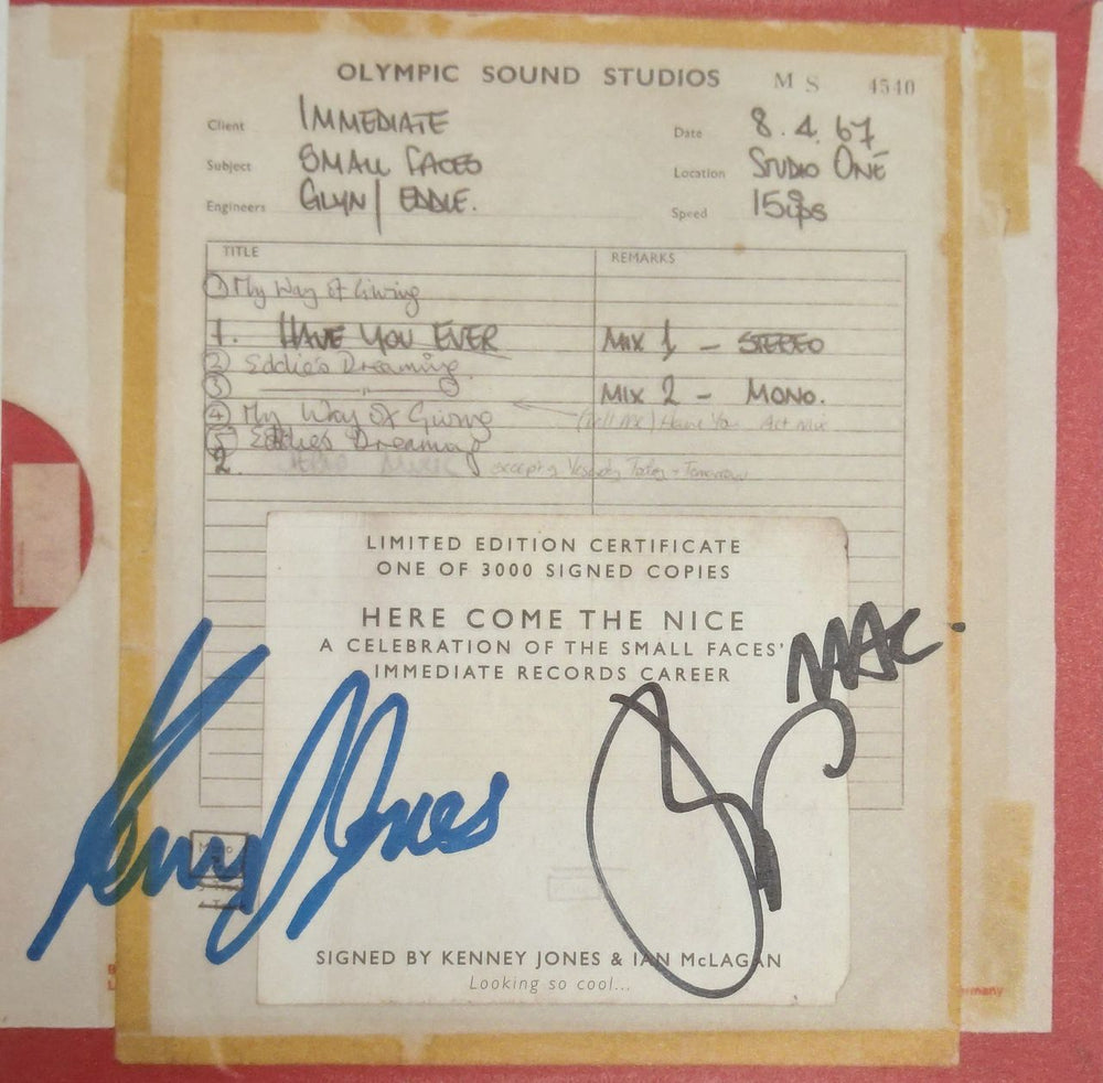 Small Faces Here Comes The Nice - Autographed UK CD Album Box Set SMFDXHE880764