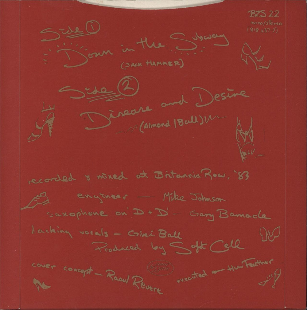 Soft Cell Down In The Subway - Solid UK 7" vinyl single (7 inch record / 45)