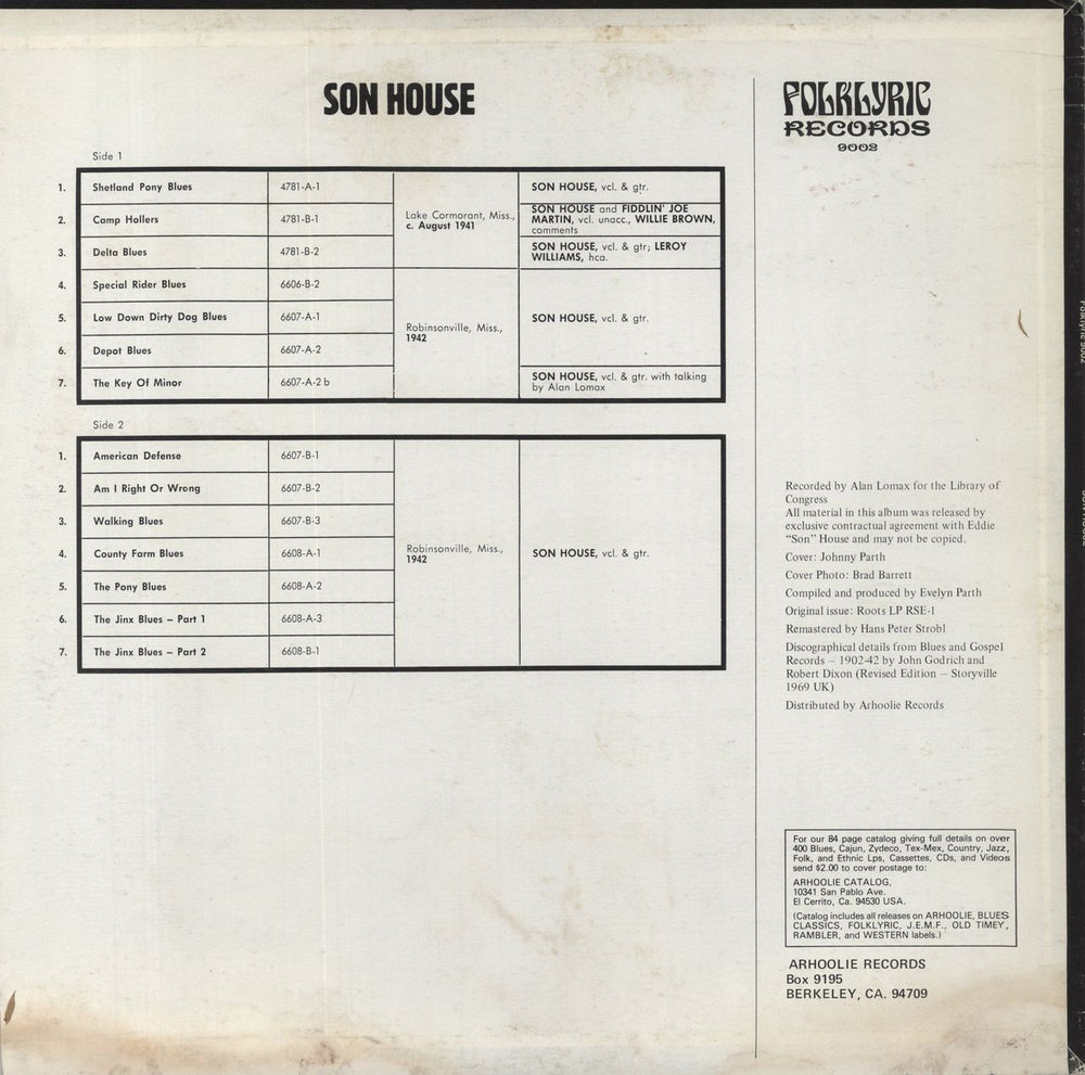 Son House Son House US vinyl LP album (LP record)