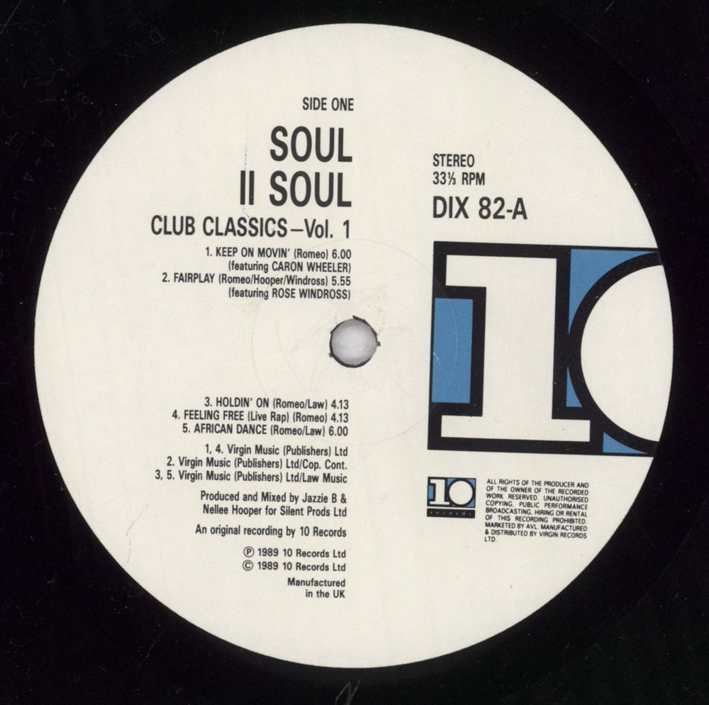 Soul II Soul Club Classics Vol. One - Shrink UK vinyl LP album (LP record) STSLPCL834371