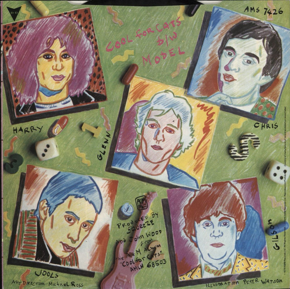 Squeeze Cool For Cats - Grey/Pink Label UK 7" vinyl single (7 inch record / 45)