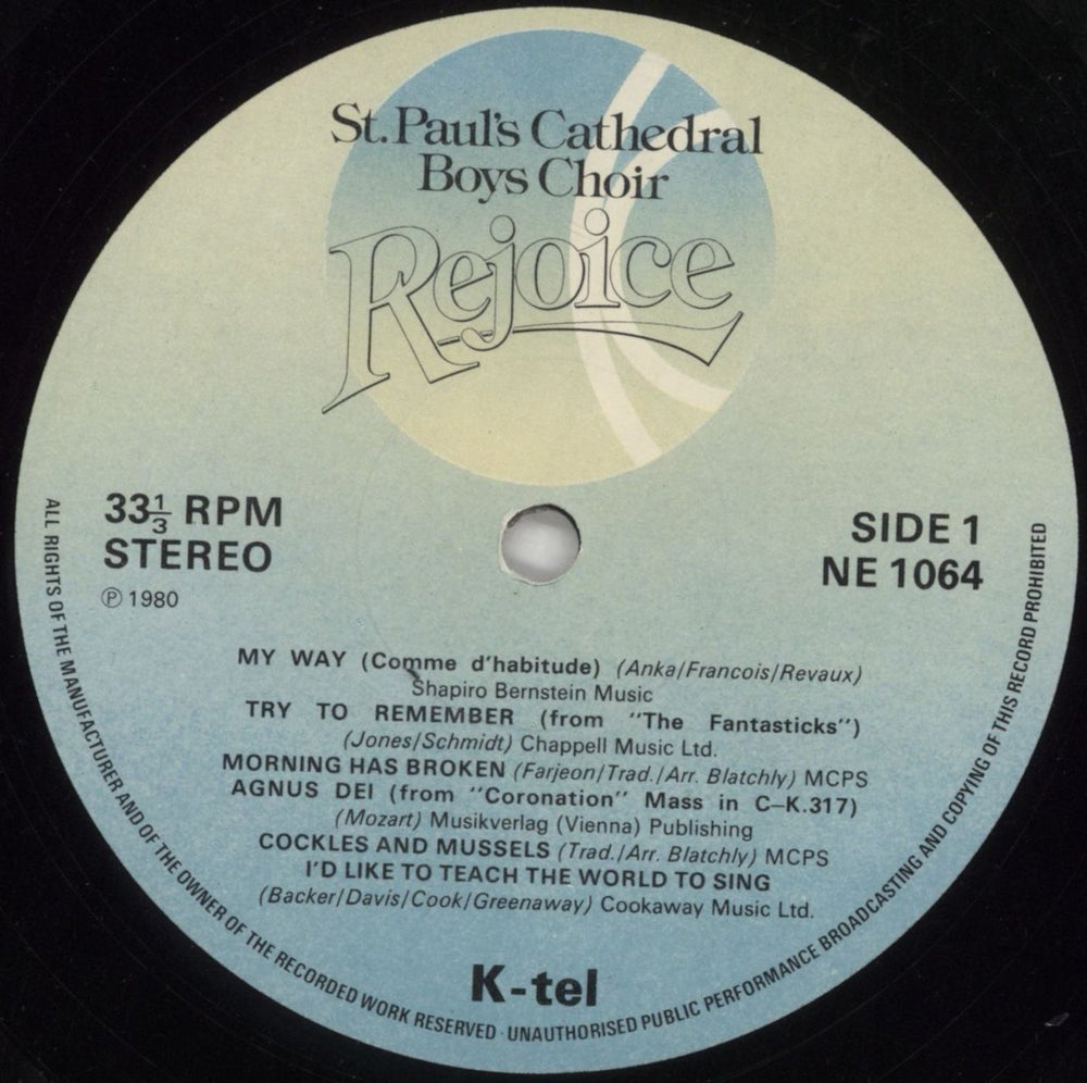 St. Paul's Cathedral Choir Rejoice UK vinyl LP album (LP record) Y1ALPRE862350