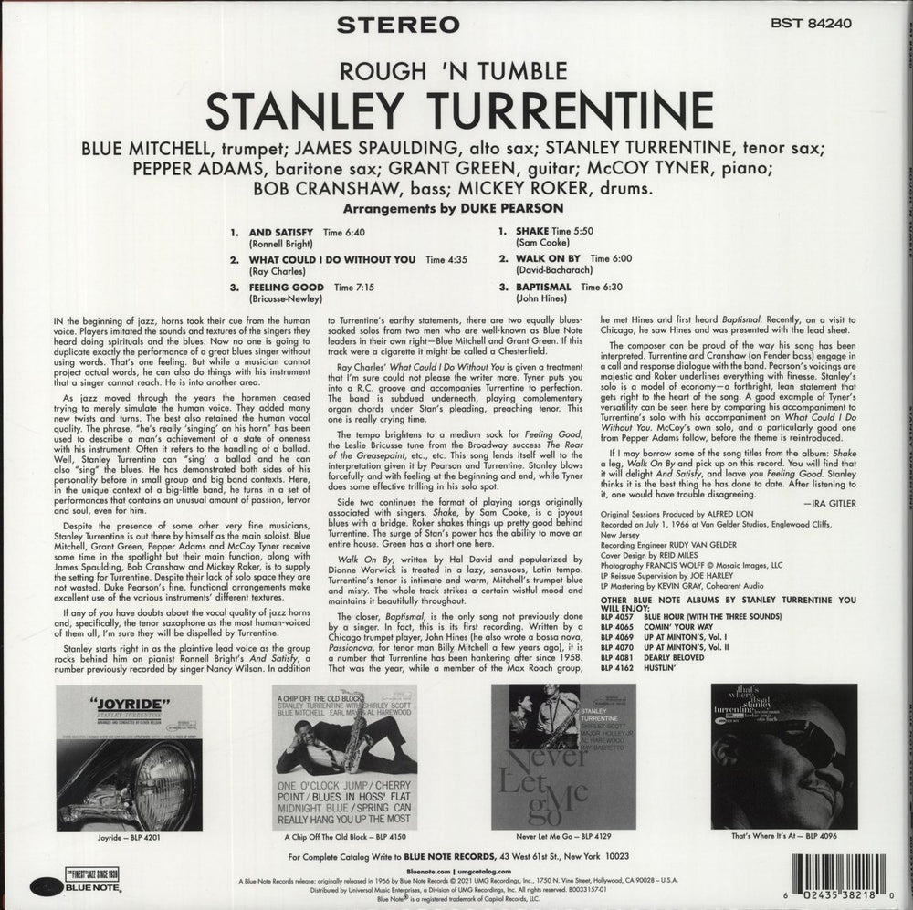 Stanley Turrentine Rough 'n Tumble - 180gm US vinyl LP album (LP record)