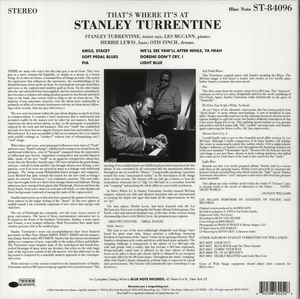 Stanley Turrentine That's Where It's At - 180gram US vinyl LP album (LP record) 602508622526