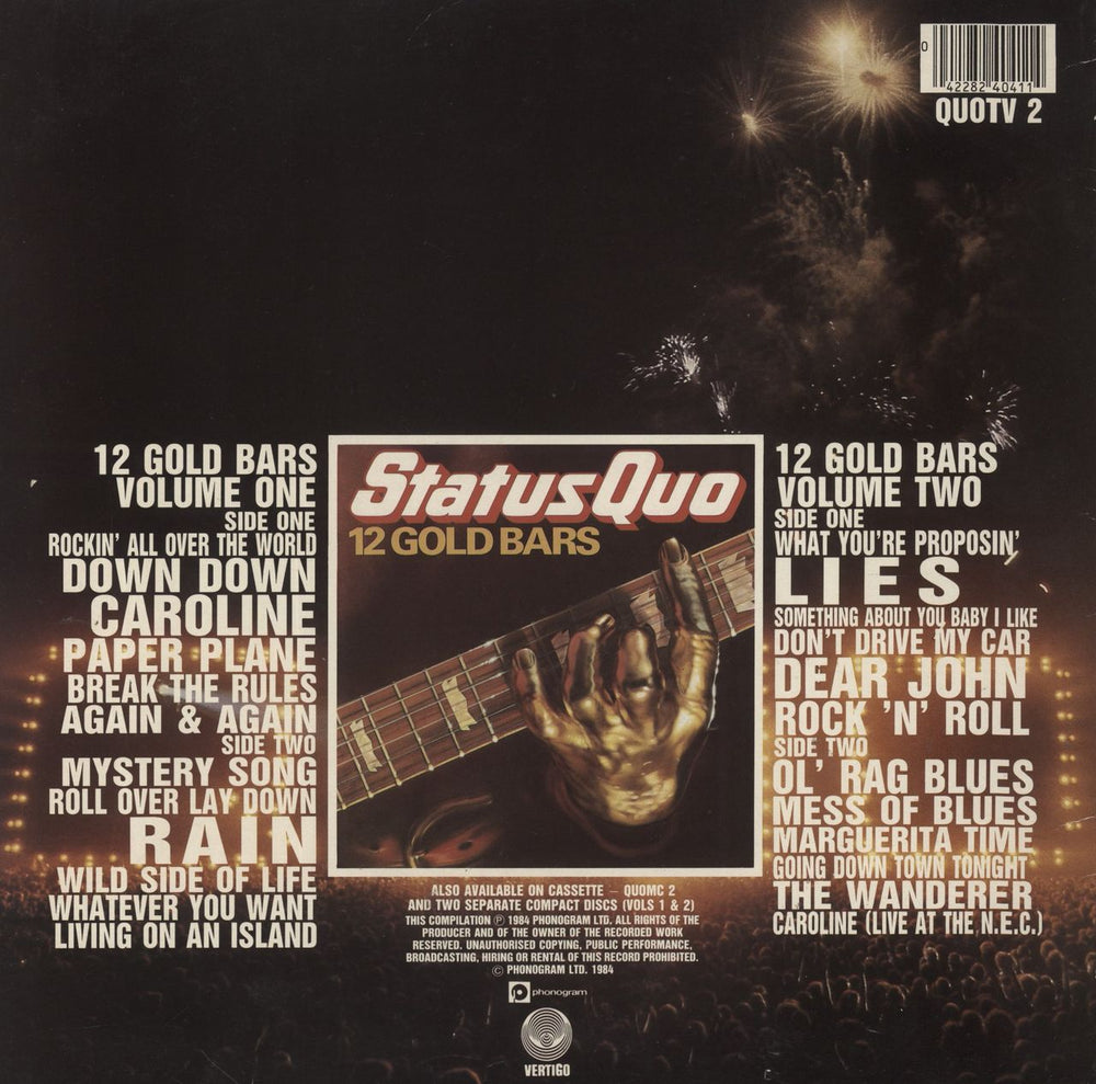 Status Quo 12 Gold Bars Volume I+I UK 2-LP vinyl record set (Double LP Album) 042282404114