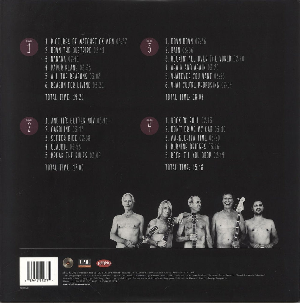 Status Quo Aquostic: Stripped Bare UK 2-LP vinyl record set (Double LP Album) 825646212774