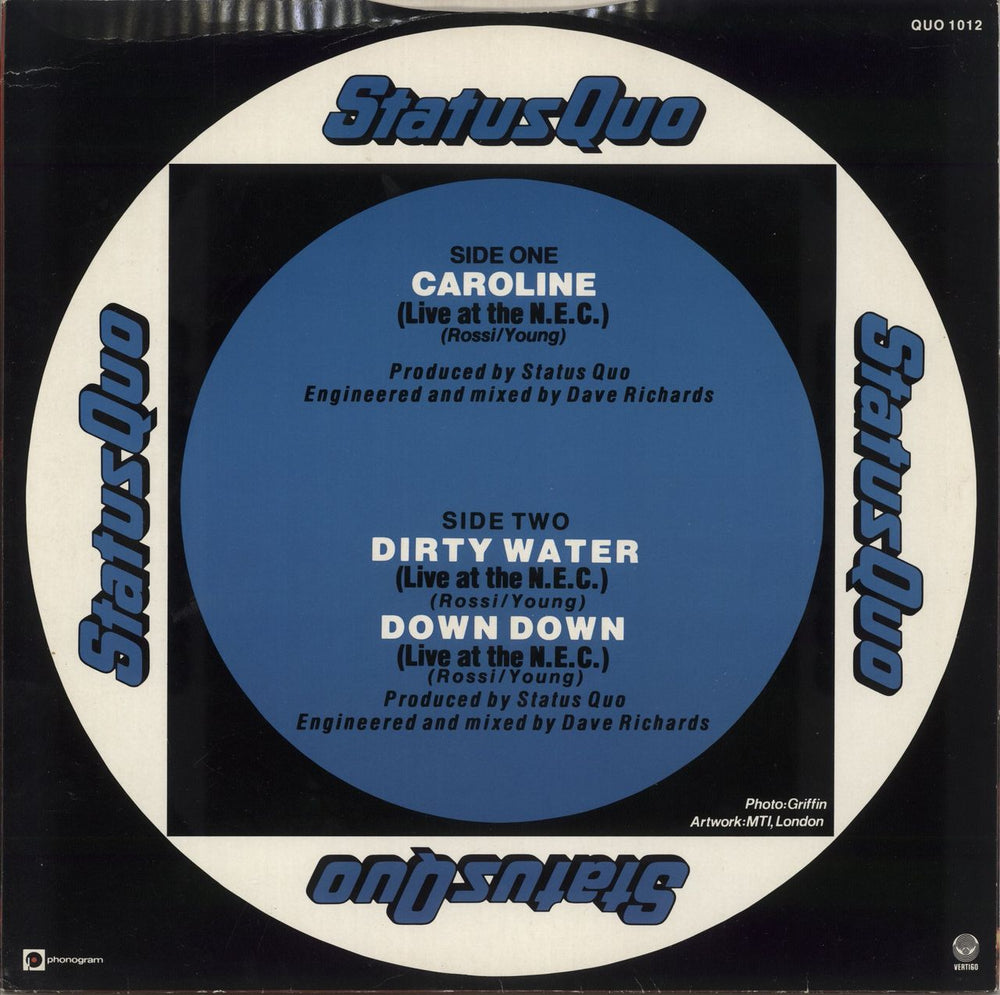 Status Quo Caroline (Live At The N.E.C.) UK 12" vinyl single (12 inch record / Maxi-single)