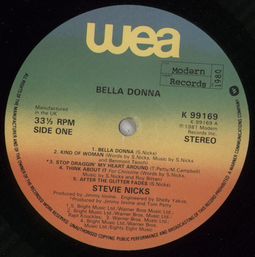 Stevie Nicks Bella Donna - VG UK vinyl LP album (LP record) NICLPBE866219