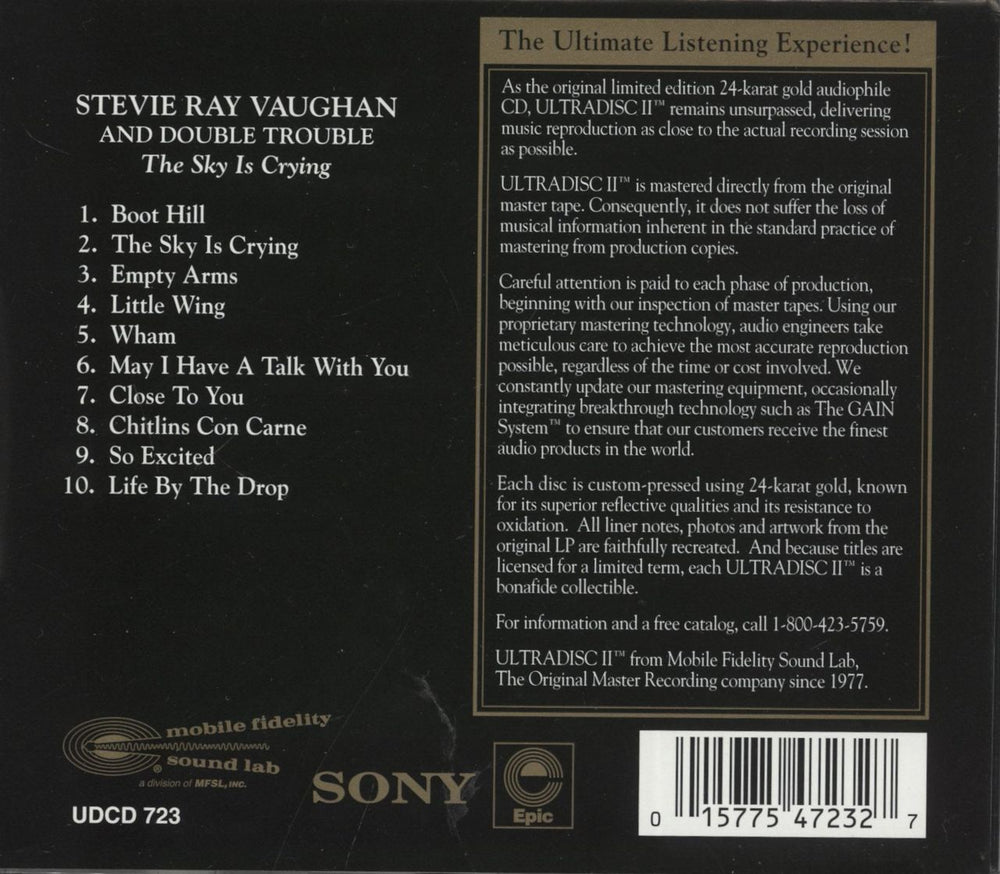 Stevie Ray Vaughan The Sky Is Crying - Gold US CD album (CDLP) 015775472327