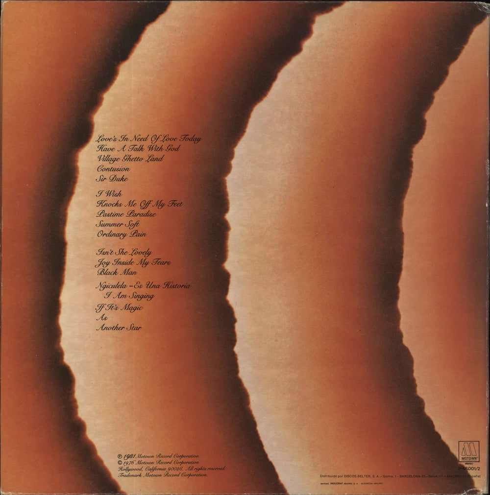 Stevie Wonder Songs In The Key Of Life Spanish 2-LP vinyl record set (Double LP Album)