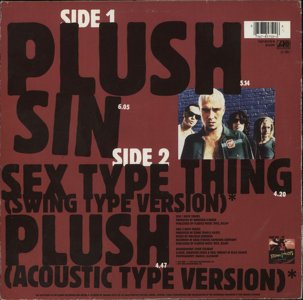 Stone Temple Pilots Plush UK 12" vinyl single (12 inch record / Maxi-single) 075678575006