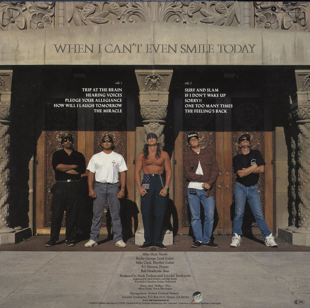 Suicidal Tendencies How Will I Laugh Tomorrow When I Can't Even Smile Today - EX German vinyl LP album (LP record) 5012981255114