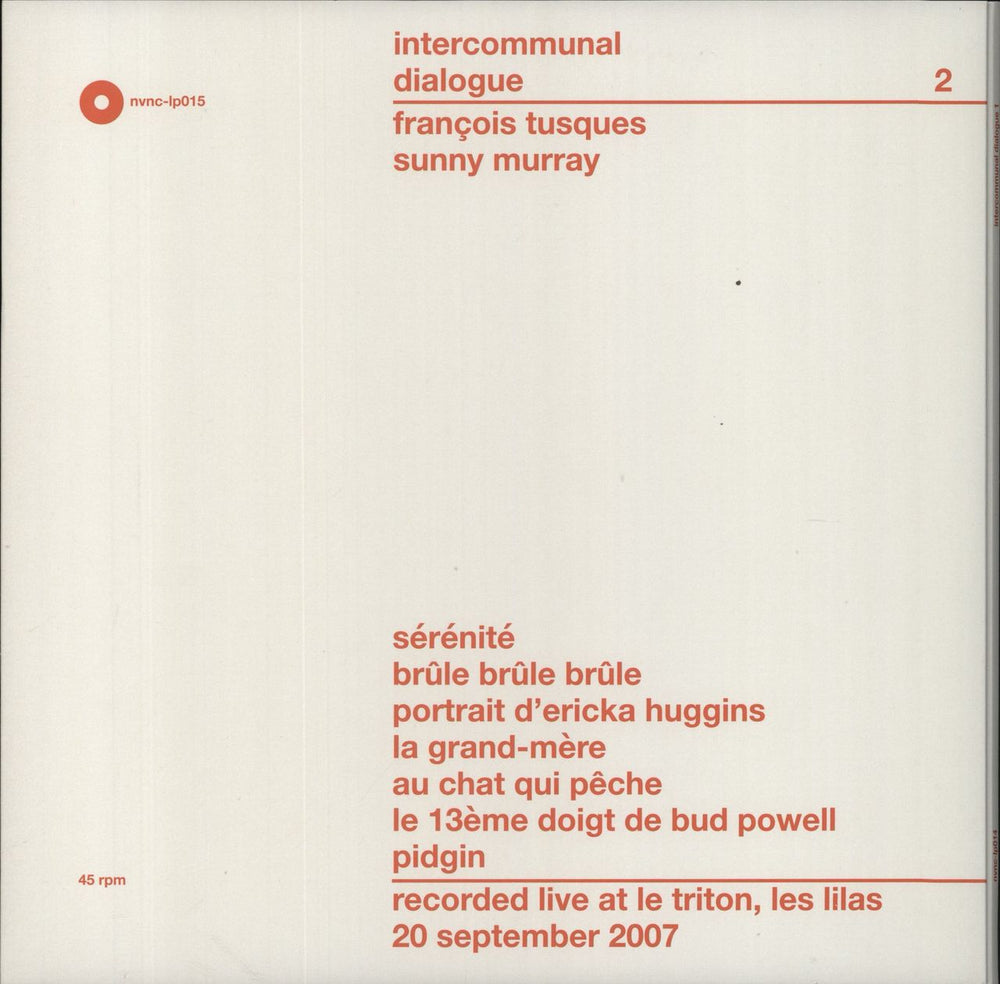 Sunny Murray Intercommunal Dialogue 1 & 2 Luxembourg 2-LP vinyl record set (Double LP Album)