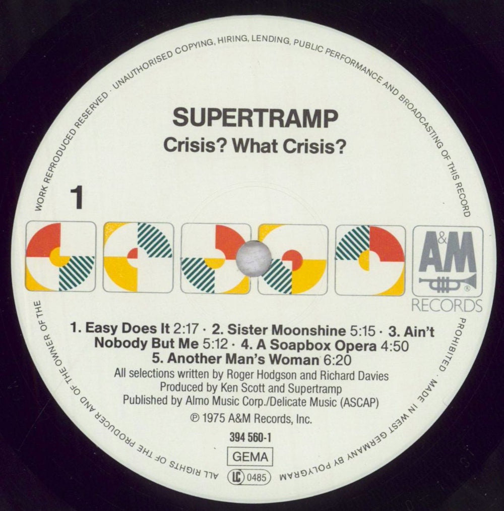 Supertramp Crisis? What Crisis? German vinyl LP album (LP record) SPTLPCR485768