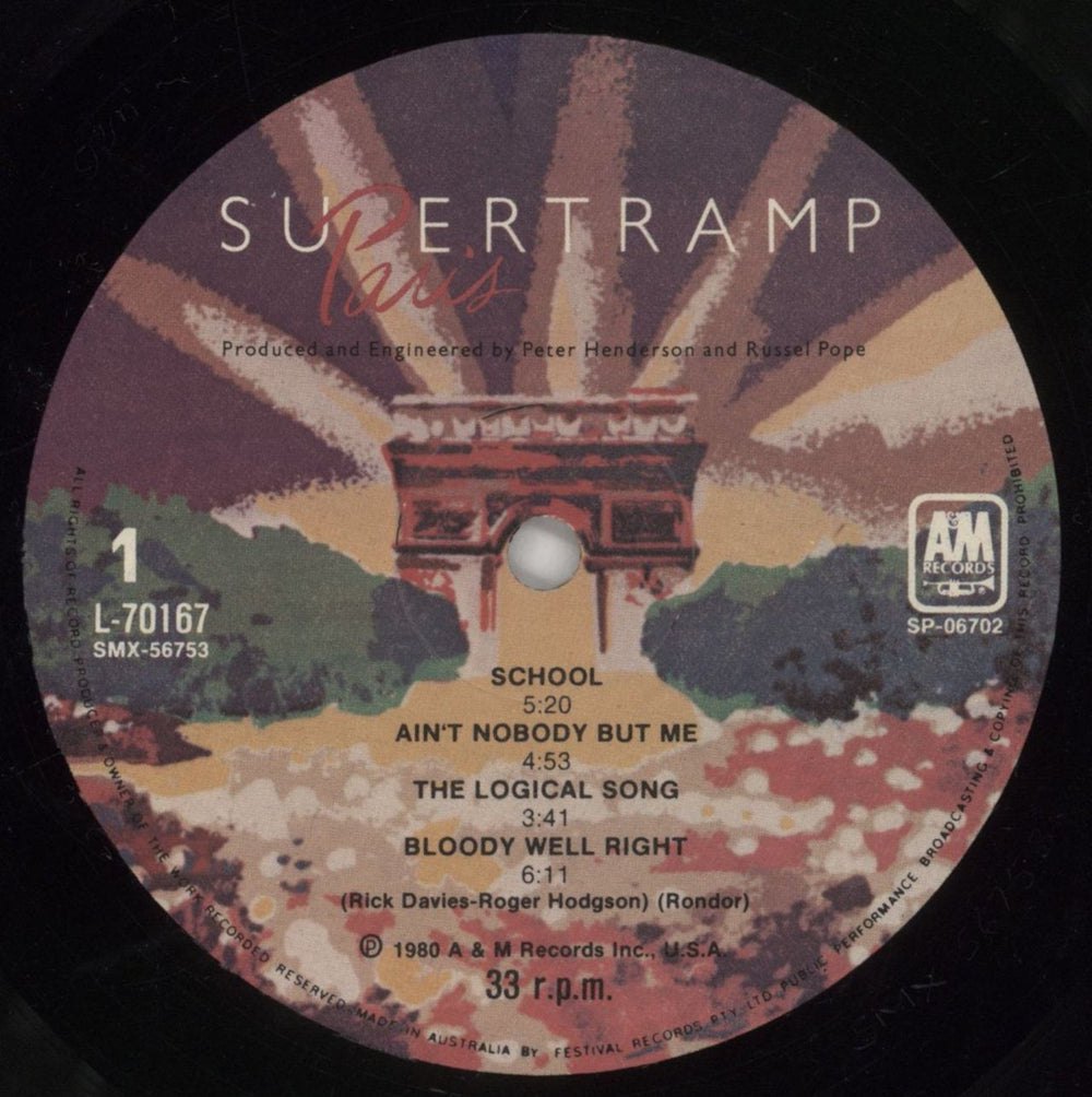 Supertramp Paris Australian 2-LP vinyl record set (Double LP Album) SPT2LPA860261
