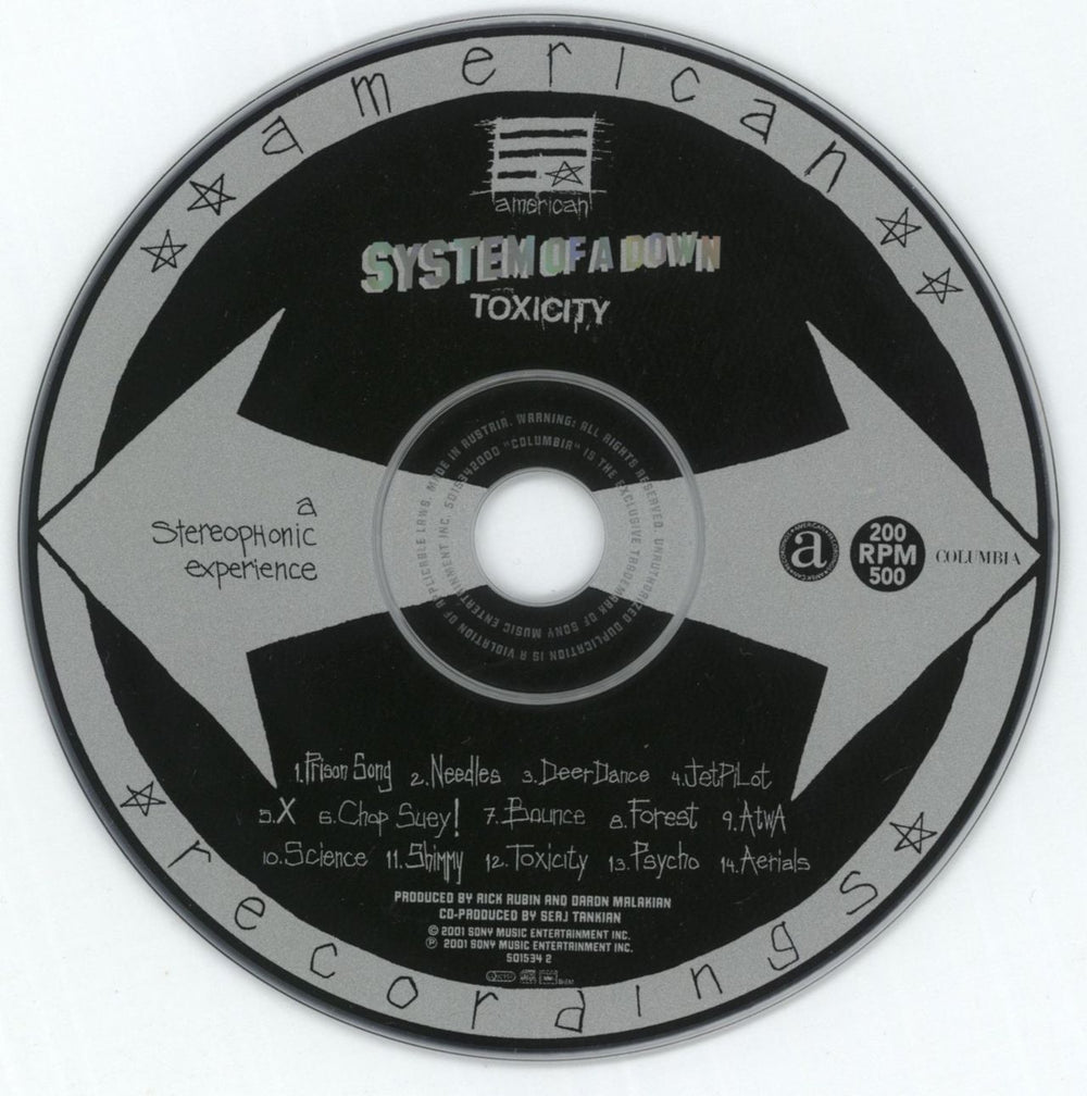 System Of A Down Toxicity US CD album (CDLP) SMDCDTO657221