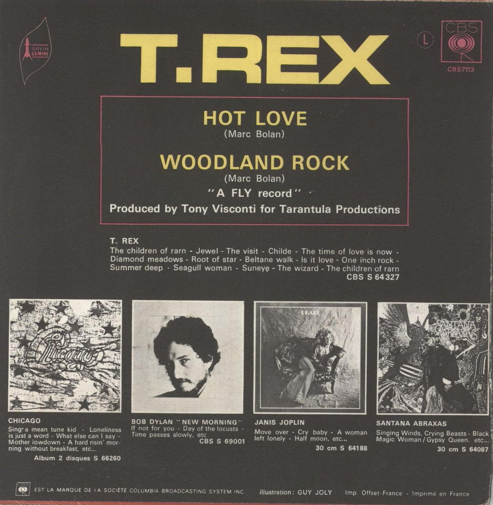 T-Rex / Tyrannosaurus Rex Hot Love French 7" vinyl single (7 inch record / 45)