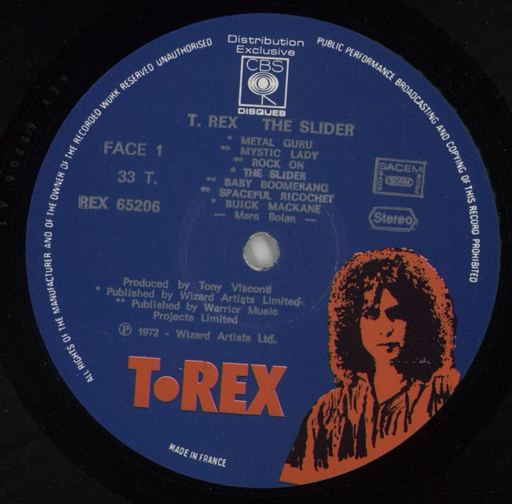 T-Rex / Tyrannosaurus Rex The Slider French vinyl LP album (LP record) REXLPTH871140