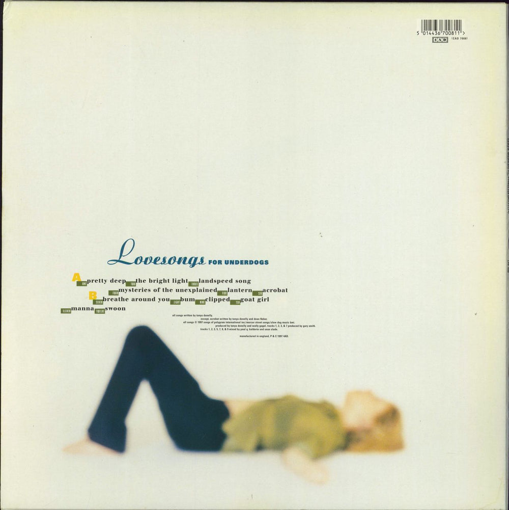 Tanya Donelly Lovesongs For Underdogs - White Vinyl UK vinyl LP album (LP record) 5014436700811