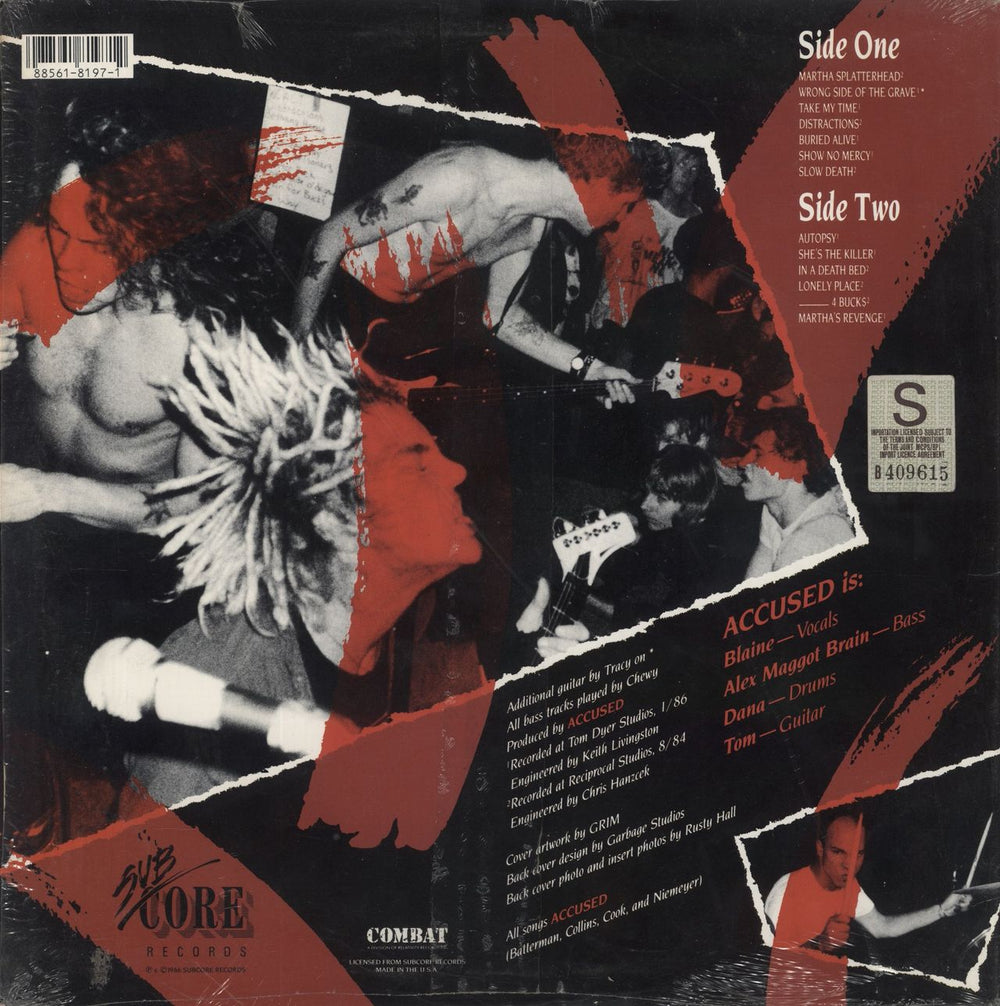 The Accused The Return Of Martha Splatterhead - 3rd US vinyl LP album (LP record) 088561819712