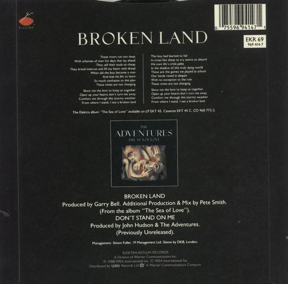 The Adventures Broken Land UK 7" vinyl single (7 inch record / 45) 075596941471