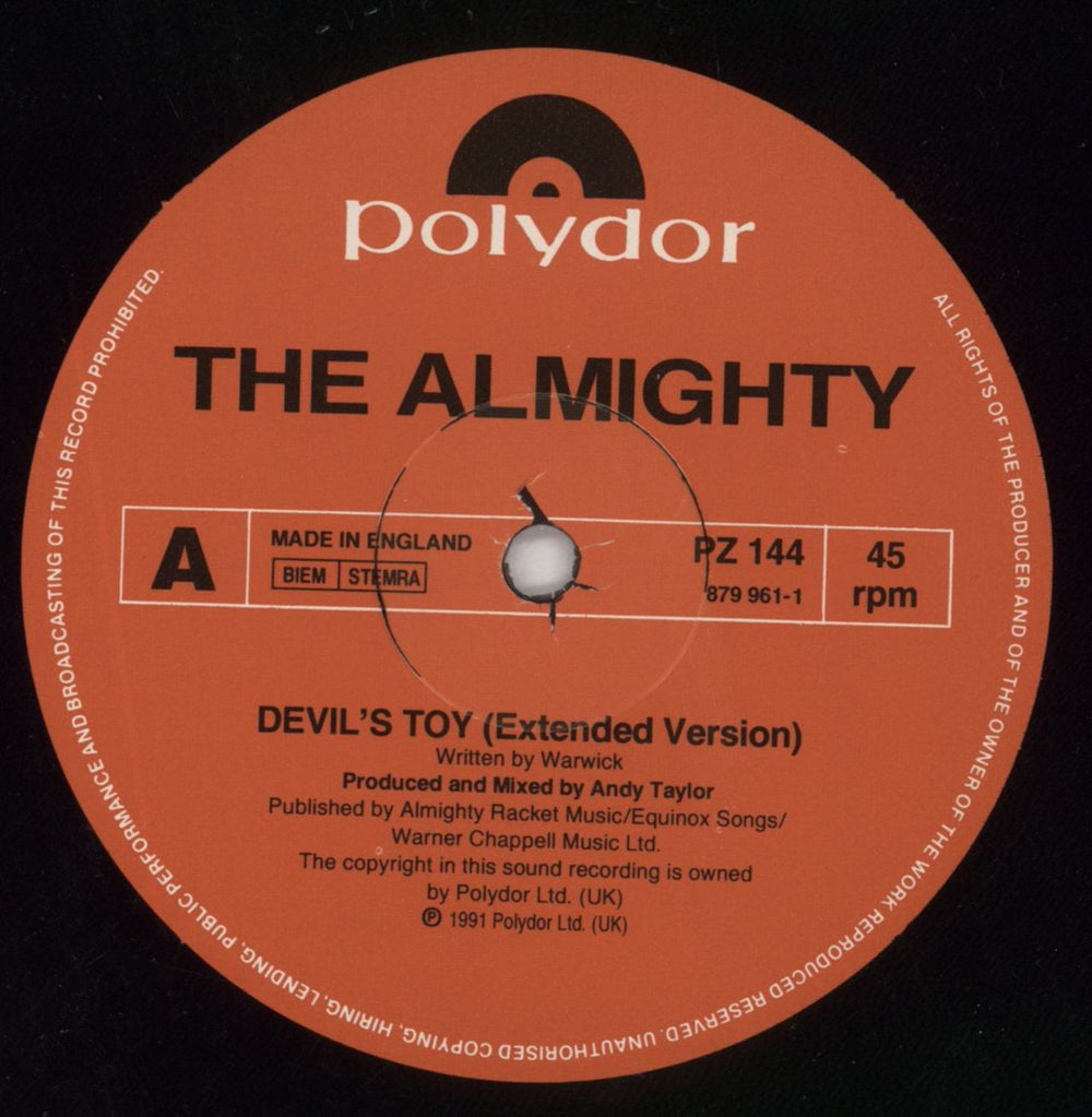 The Almighty Devil's Toy - Poster Sleeve UK 12" vinyl single (12 inch record / Maxi-single) AMT12DE849561