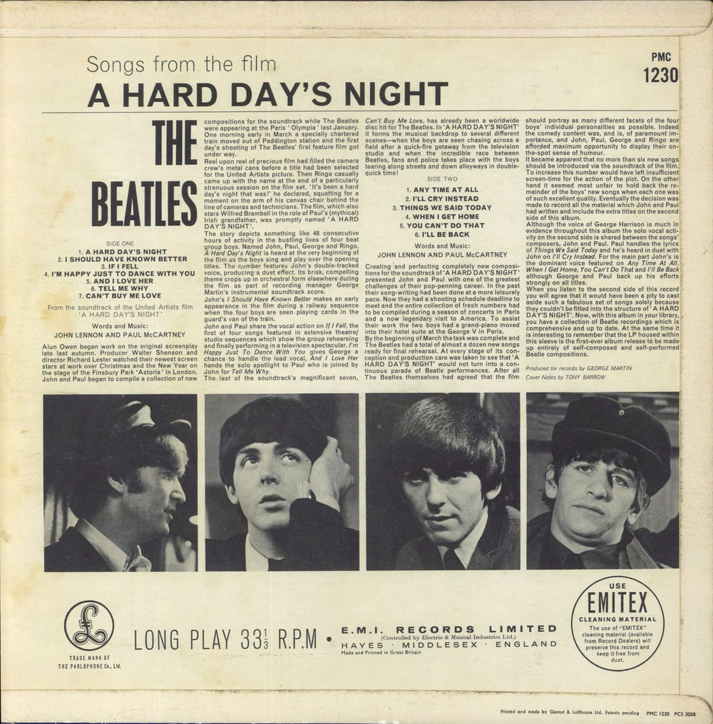 The Beatles A Hard Day's Night - 1st - G&L - VG UK vinyl LP album (LP record)