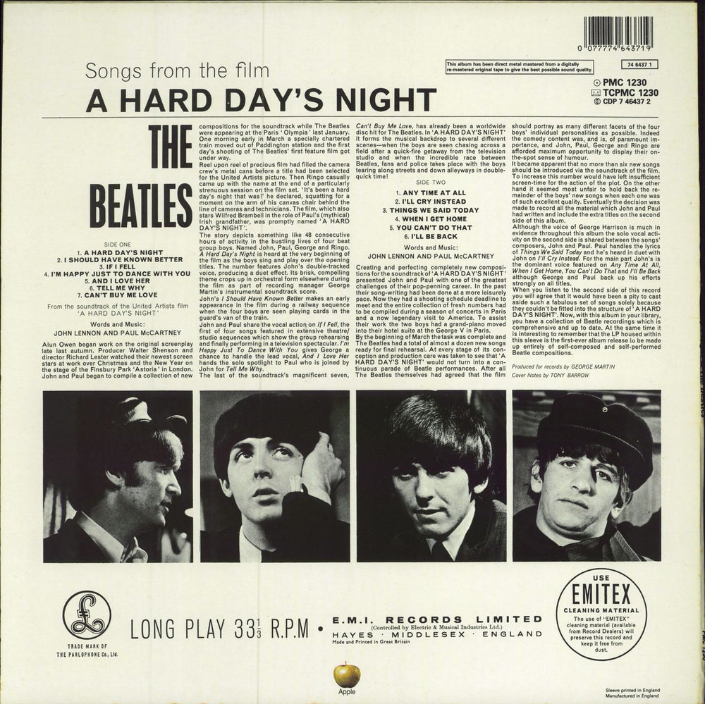 The Beatles A Hard Day's Night - DMM UK vinyl LP album (LP record) 077774643719