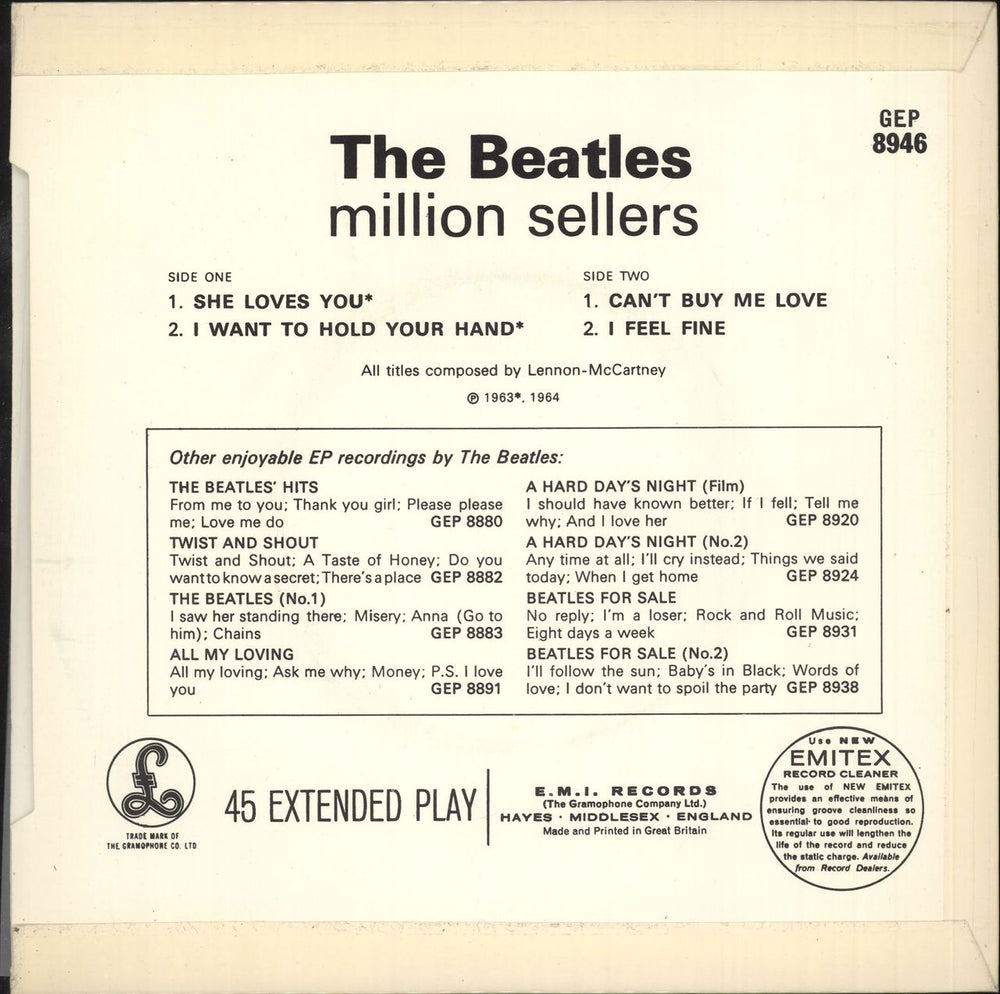 The Beatles The Beatles' Million Sellers EP - EMI Records - Lam UK 7" vinyl single (7 inch record / 45) BTL07TH735835