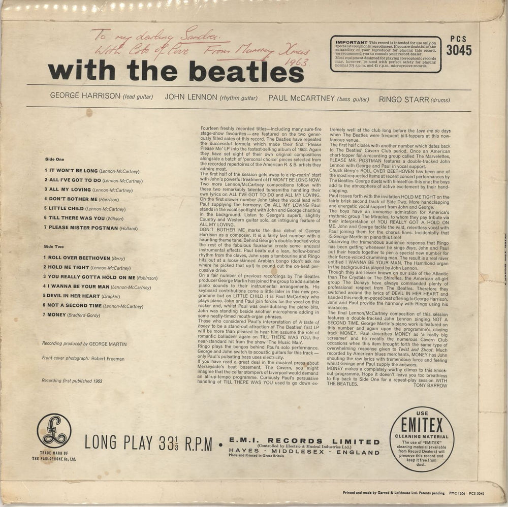 The Beatles With The Beatles - 1st - VG UK vinyl LP album (LP record) BTLLPWI577130