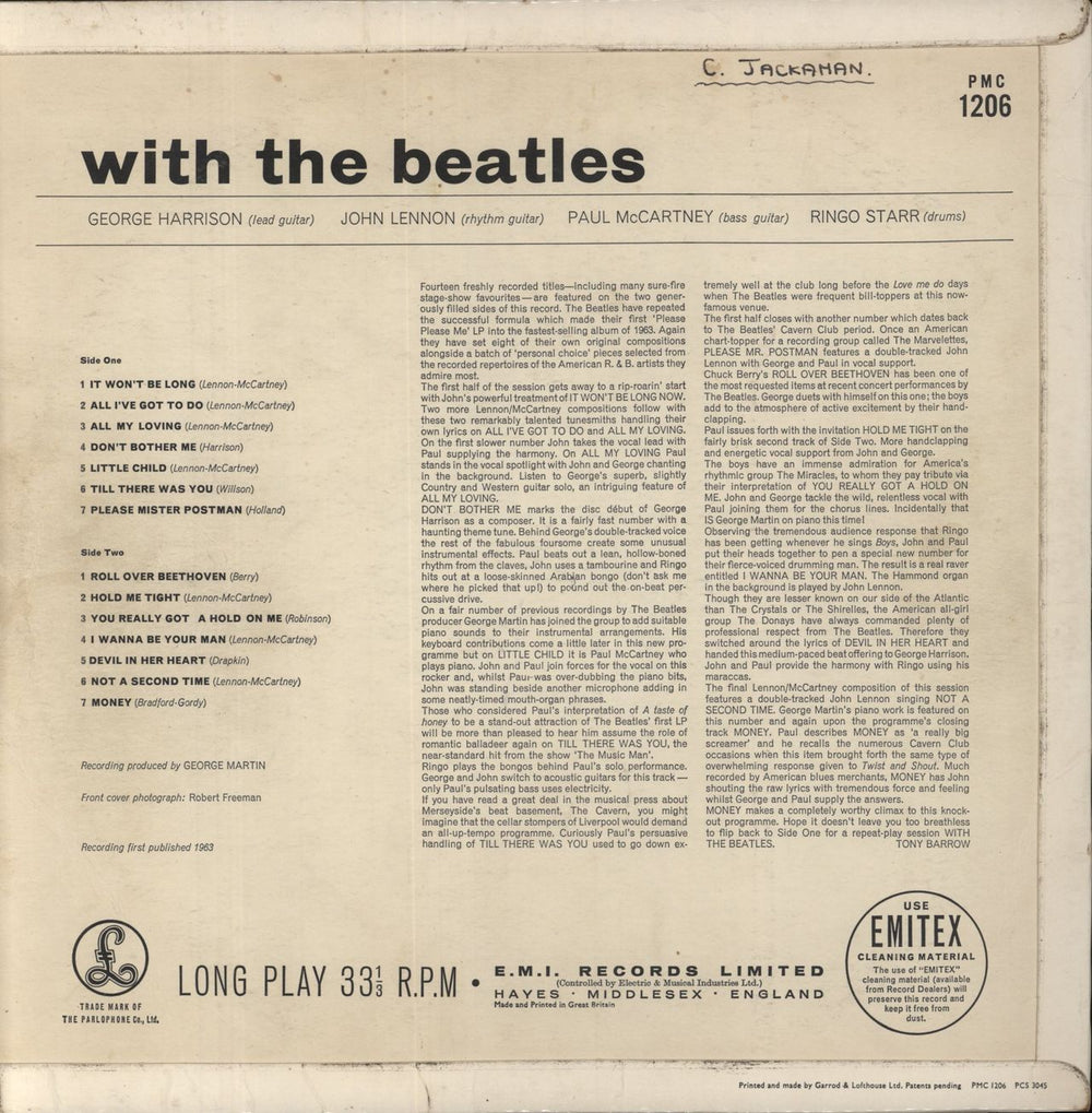 The Beatles With The Beatles - Decca - EX UK vinyl LP album (LP record)