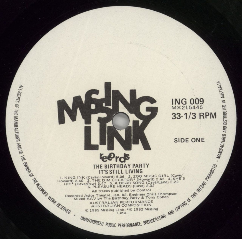 The Birthday Party Its Still Living Australian vinyl LP album (LP record) TBPLPIT440815