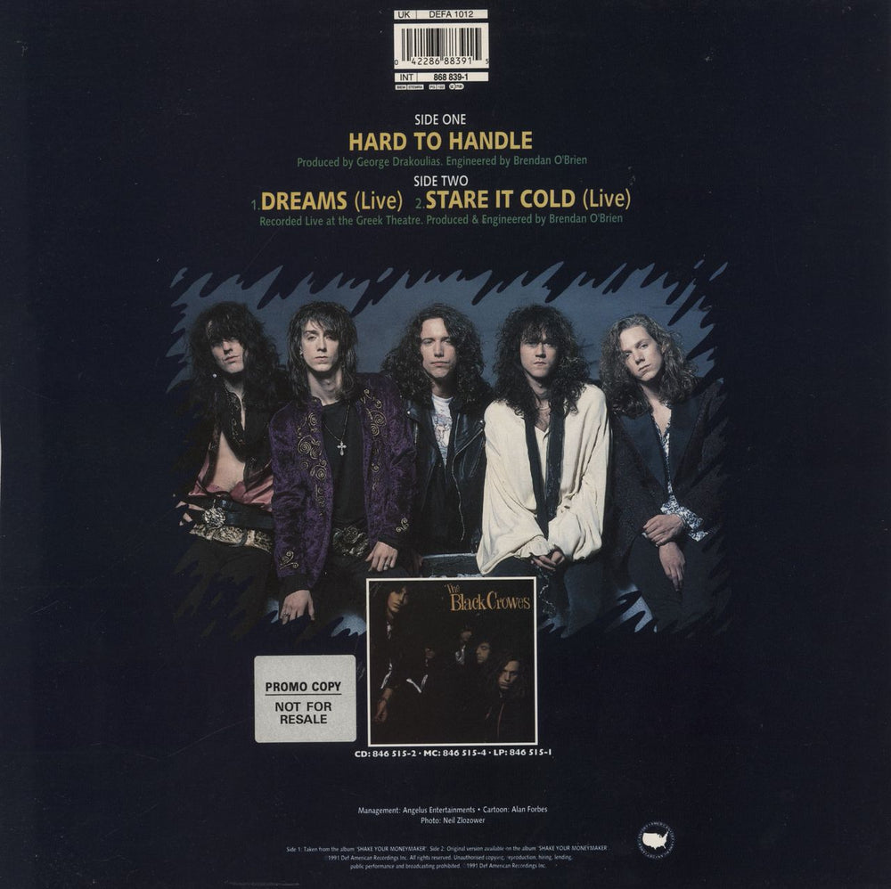 The Black Crowes Hard To Handle - Promo Stickered UK Promo 12" vinyl single (12 inch record / Maxi-single) 042286883915