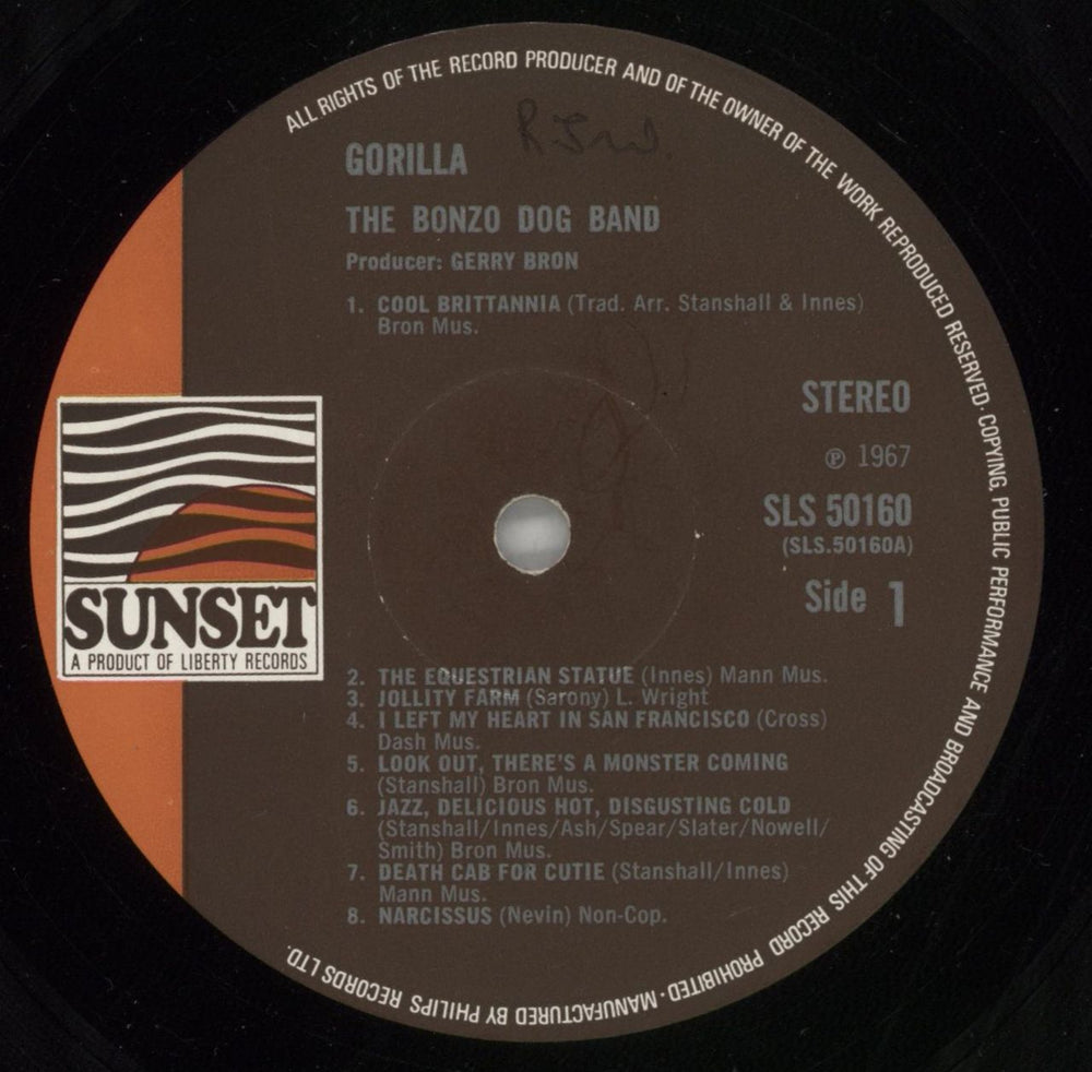 The Bonzo Dog Doo Dah Band Gorilla UK vinyl LP album (LP record) BDBLPGO863806