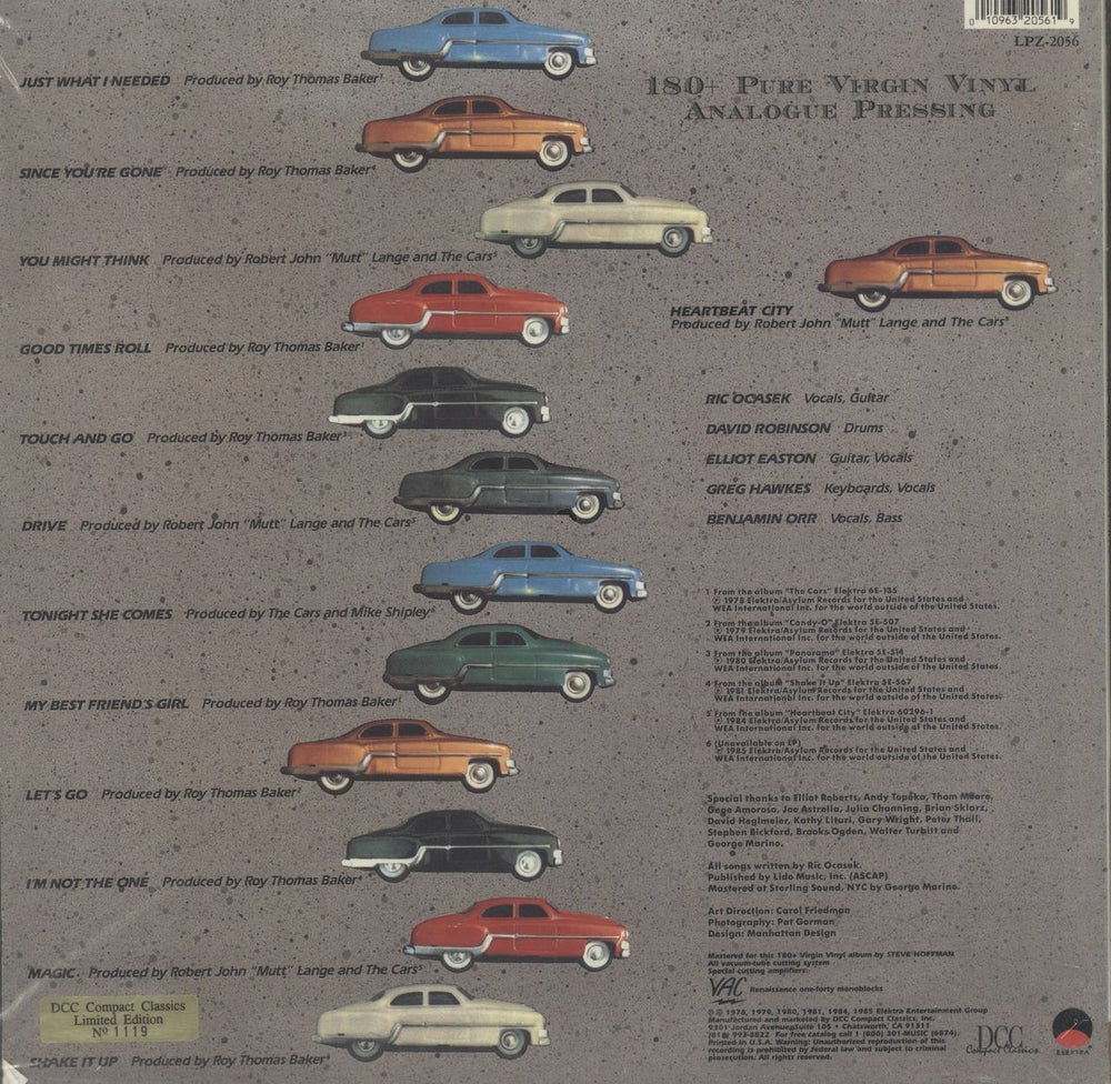 The Cars Greatest Hits - DCC 180gm US vinyl LP album (LP record) 010963205619