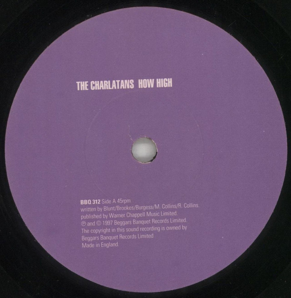 The Charlatans (UK) How High UK 7" vinyl single (7 inch record / 45) CHA07HO87437