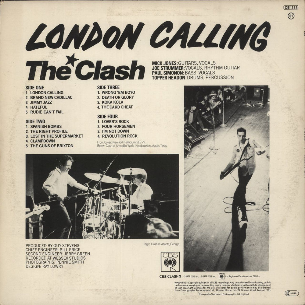 The Clash London Calling - Stickered - VG UK 2-LP vinyl record set (Double LP Album)