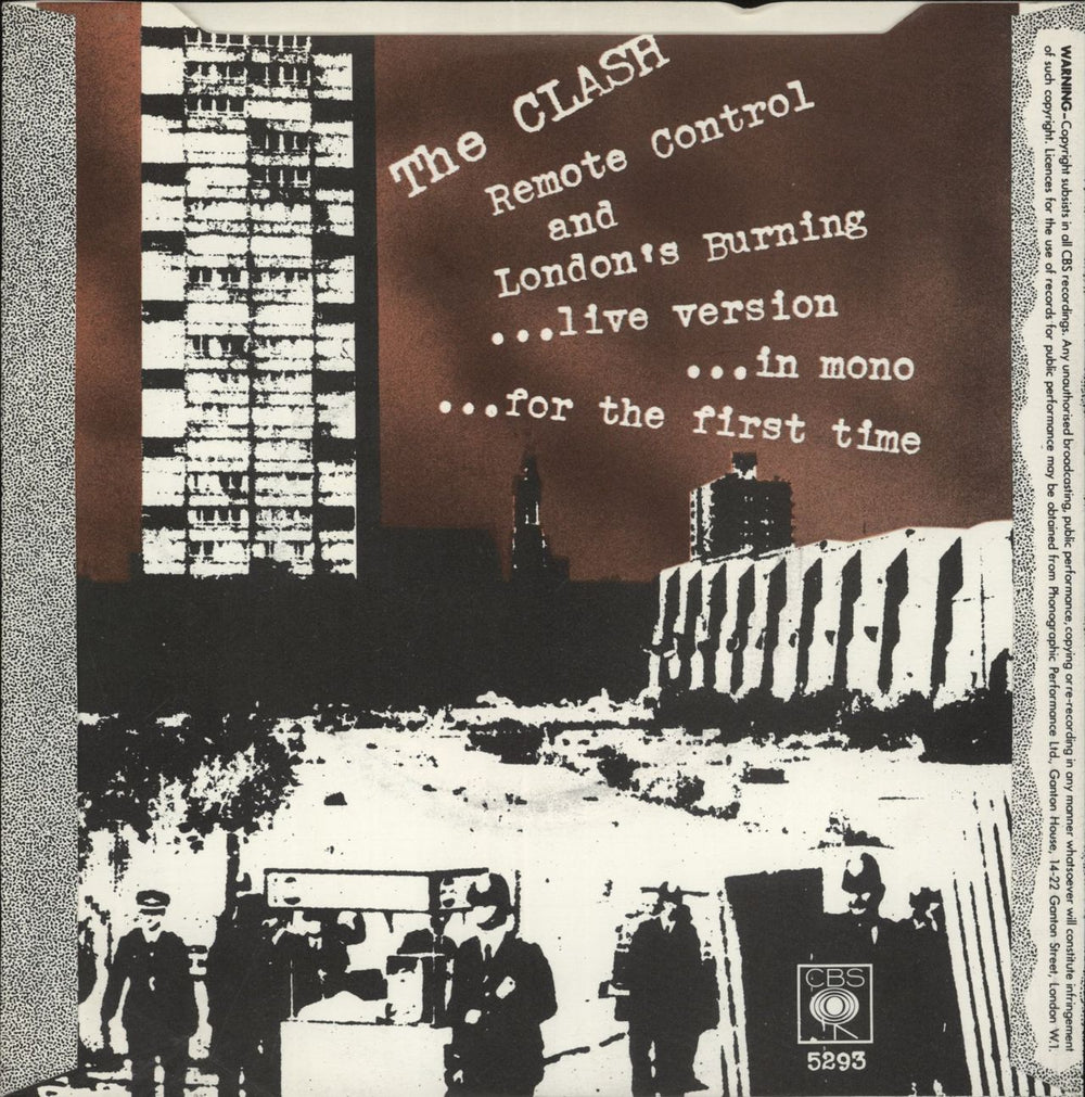 The Clash Remote Control - P/S - EX UK 7" vinyl single (7 inch record / 45)