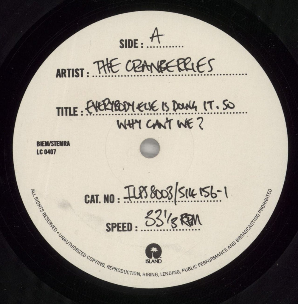 The Cranberries Everybody Else Is Doing It So Why Can't We? - Numbered UK vinyl LP album (LP record) CRBLPEV879021