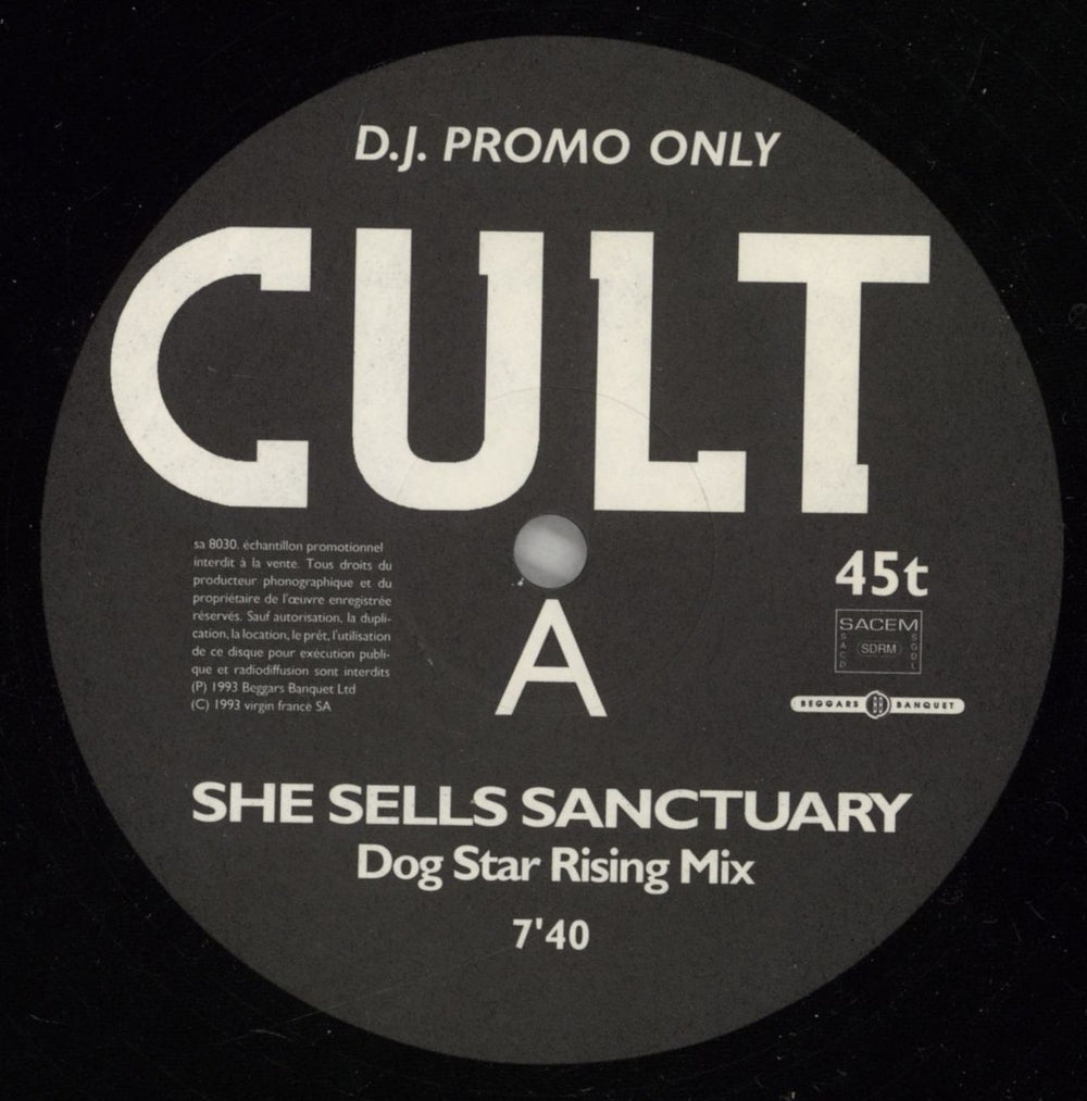 The Cult She Sells Sanctuary Mixes French Promo 12" vinyl single (12 inch record / Maxi-single) CLT12SH280978