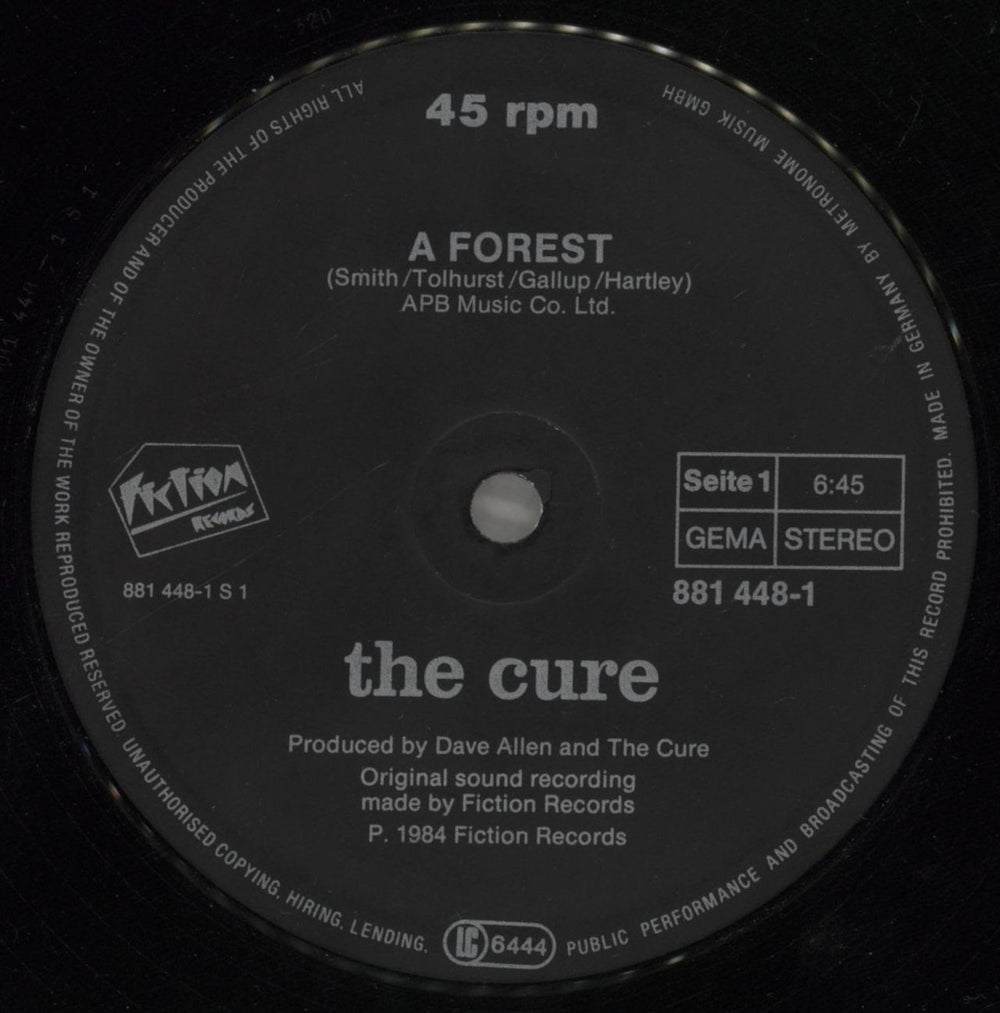The Cure A Forest German 12" vinyl single (12 inch record / Maxi-single) CUR12AF02234