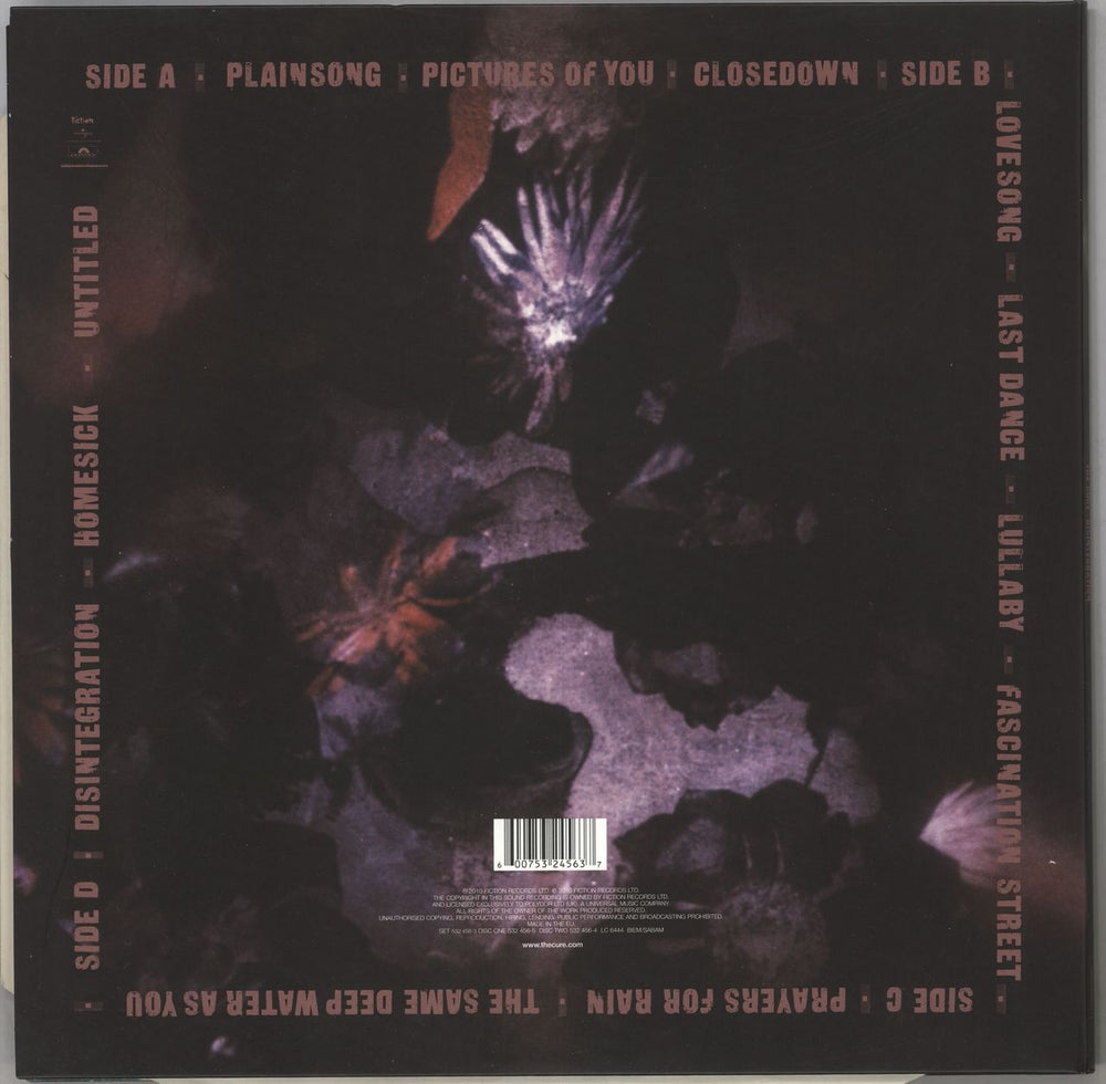 The Cure Disintegration - 180gm Vinyl UK 2-LP vinyl record set (Double LP Album) 600753245637