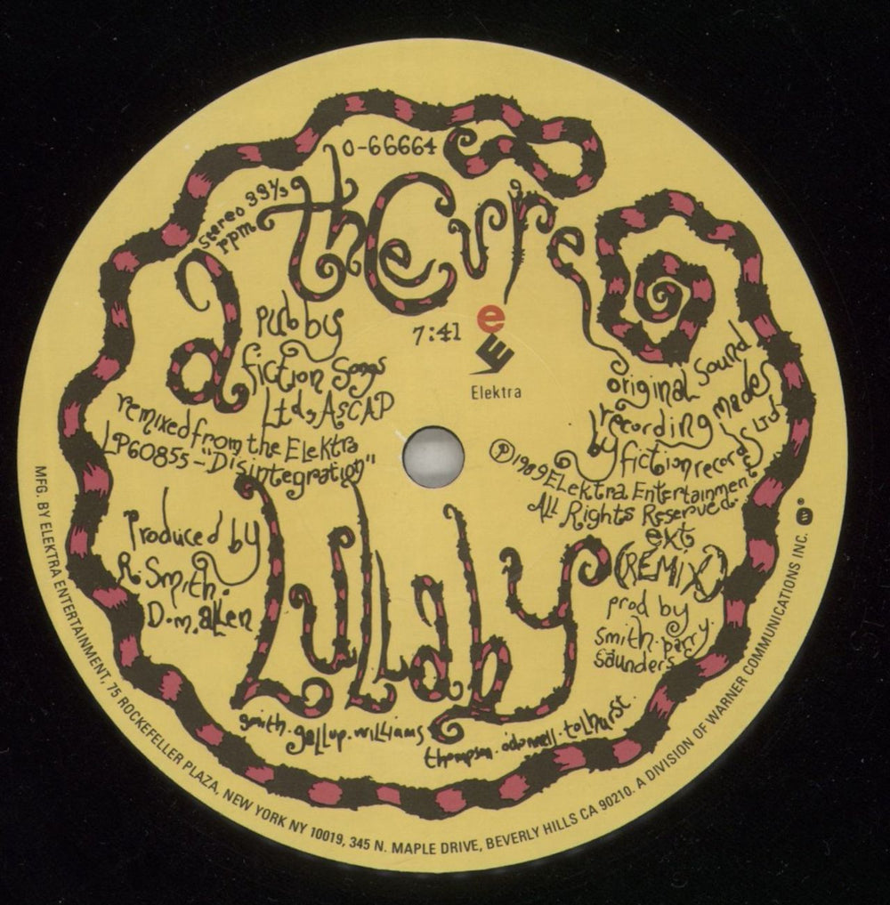 The Cure Lullaby US 12" vinyl single (12 inch record / Maxi-single) CUR12LU868479