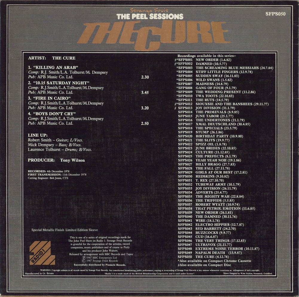 The Cure The Peel Sessions - EX UK 12" vinyl single (12 inch record / Maxi-single)