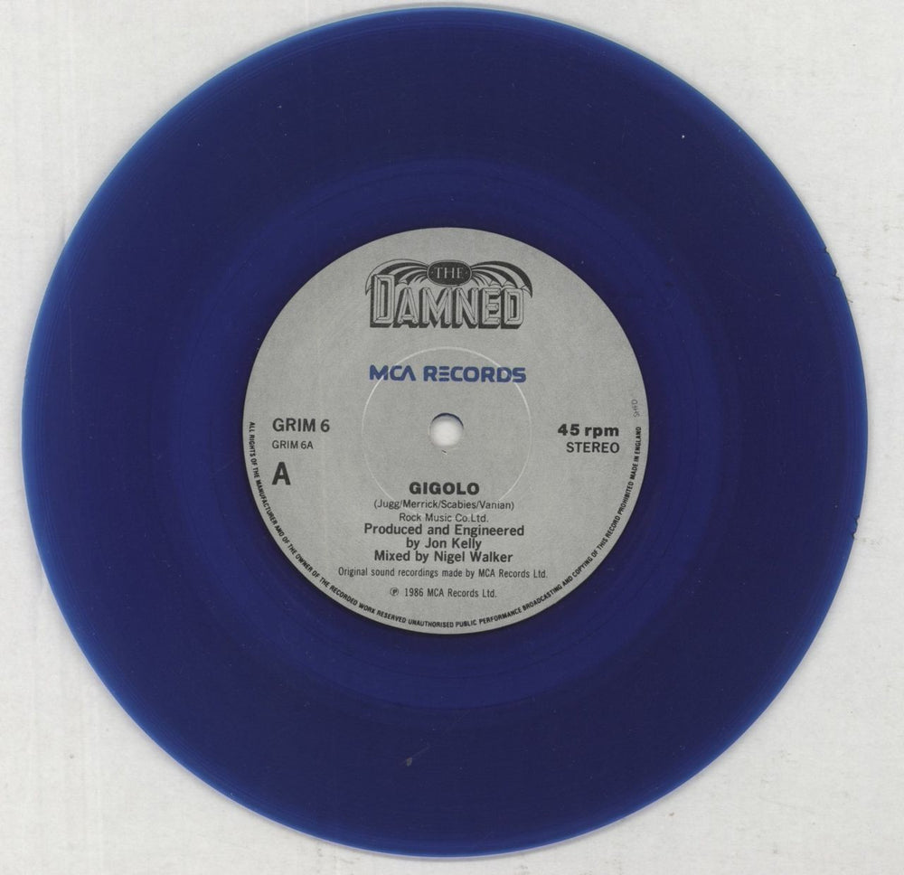 The Damned Gigolo - Blue Vinyl + Poster Sleeve UK 7" vinyl single (7 inch record / 45) DAM07GI372320